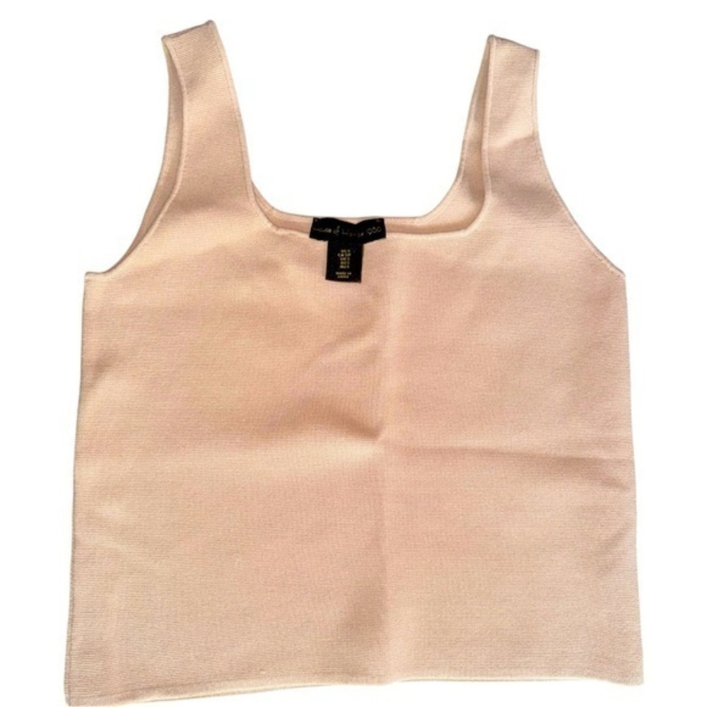 House of Harlow 1960 Knit Tank Top Neutral Minimalist Stretch Square Neck Size S - Picture 2 of 9
